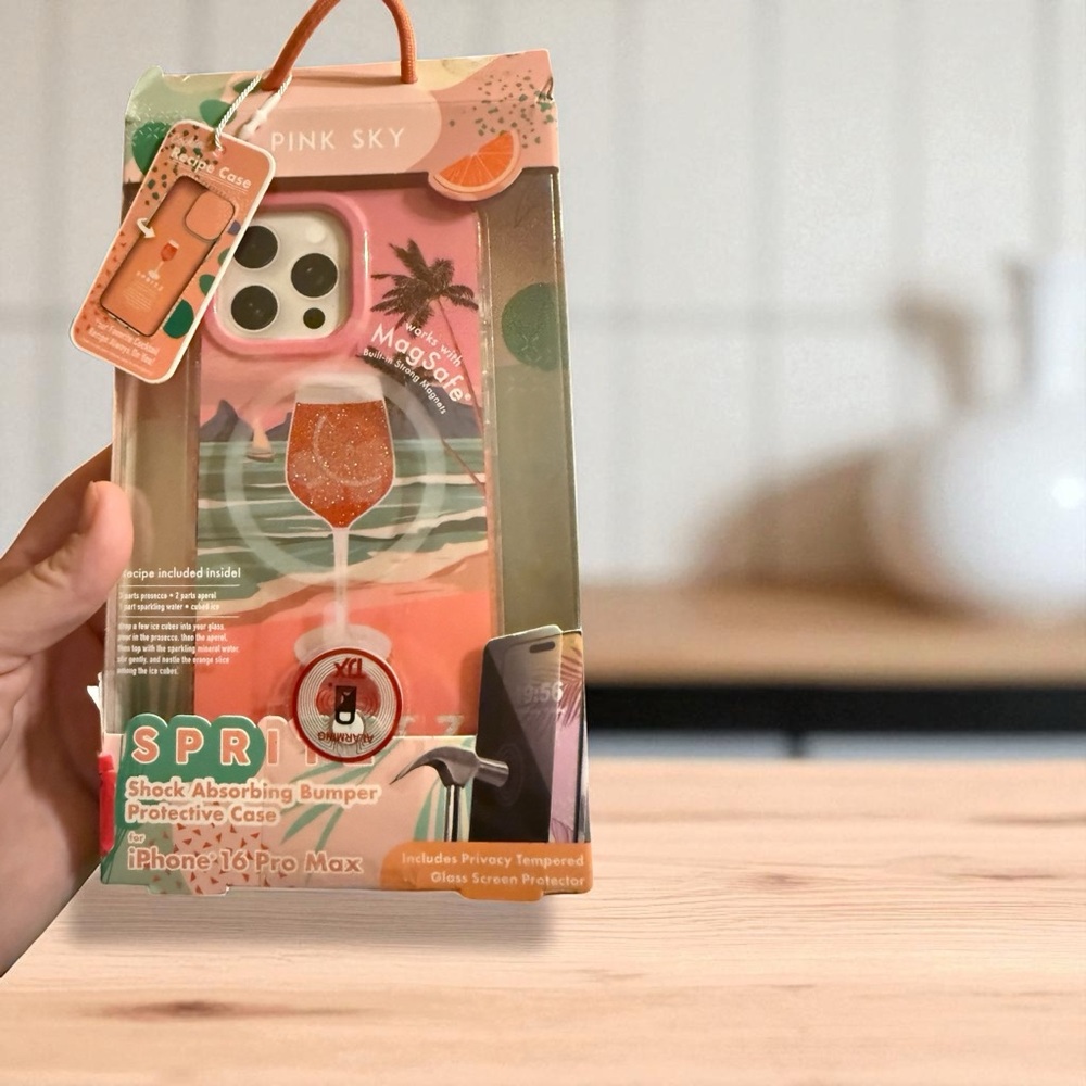 Pink Sky iPhone 16 Pro Max Case with Orange Design